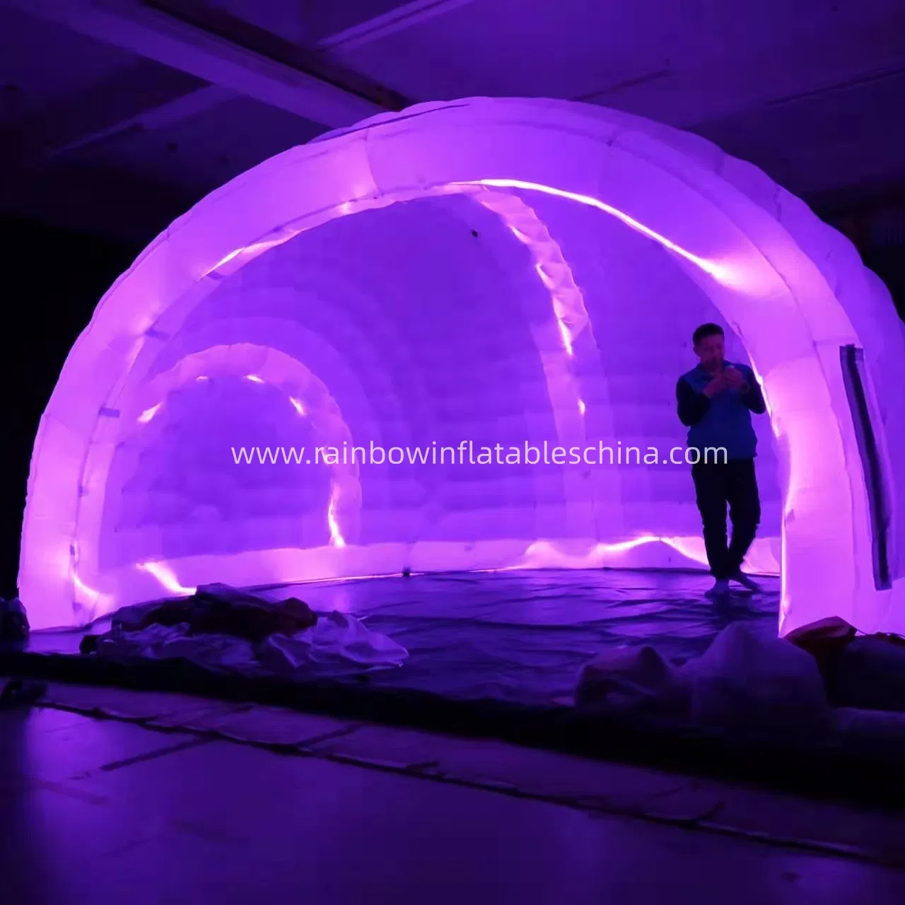 LED-Lit Dome Inflatable Tent for Night Events and Indoor/Outdoor Ambiance Creation Activity
