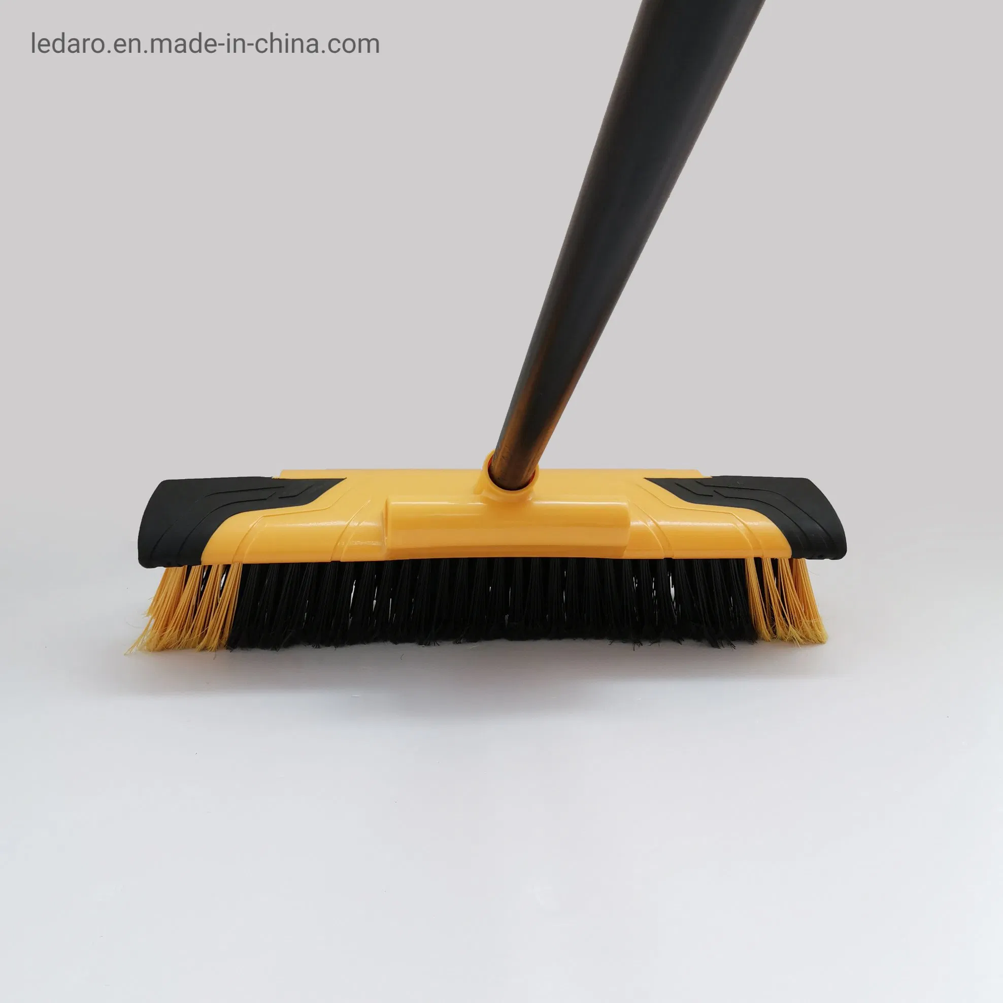 Push Broom Stiff Indoor Outdoor Rough Surface Floor Scrub Brush Long Steel Handle for Cleaning Bathroom Kitchen Patio Garage Deck Concrete Tile Floor 18"