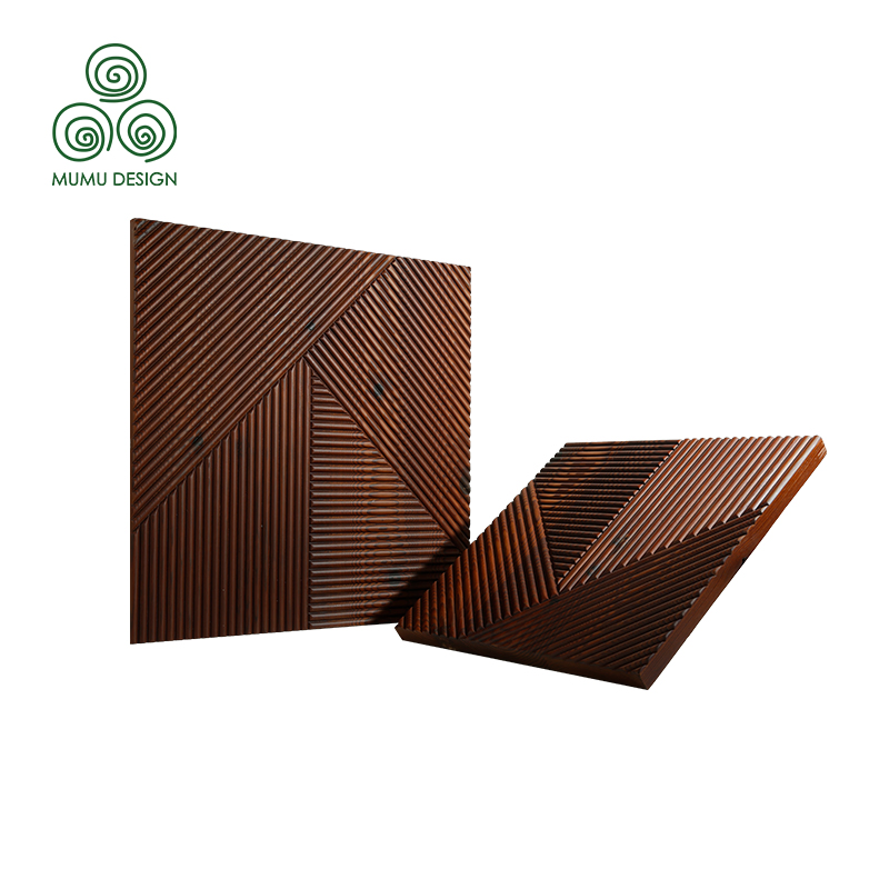 Randomized Geometric 3D Acoustic WPC Wood Plastic Composite Decorative Flooring Tile Puzzle Wall Panels