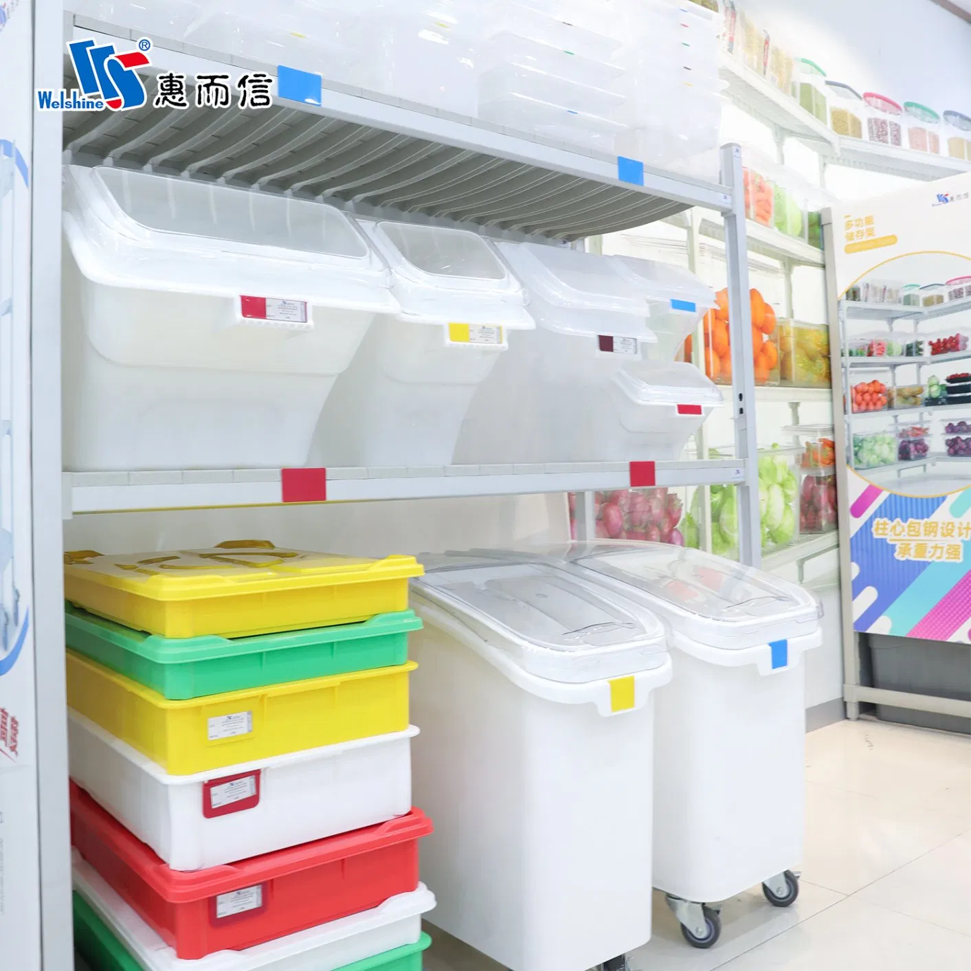 Large Capacity Moveable Display Rack Shelf with Wheels Kitchen Organizer Shelf Rack