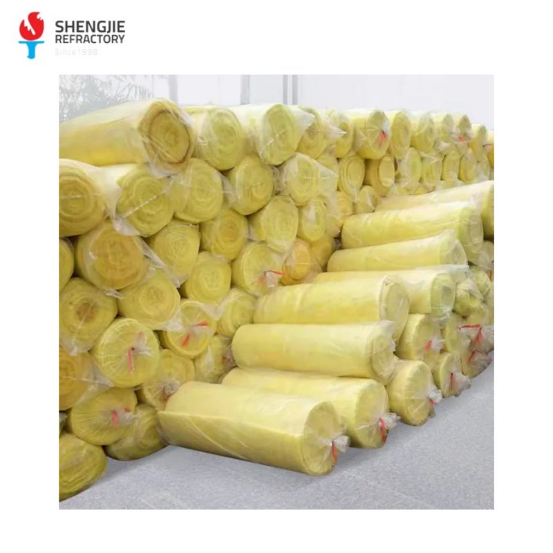 Fiberglass Insulation Blanket Black Glasswool Roll Fiber Glass Wool Sound-Proof Insulation