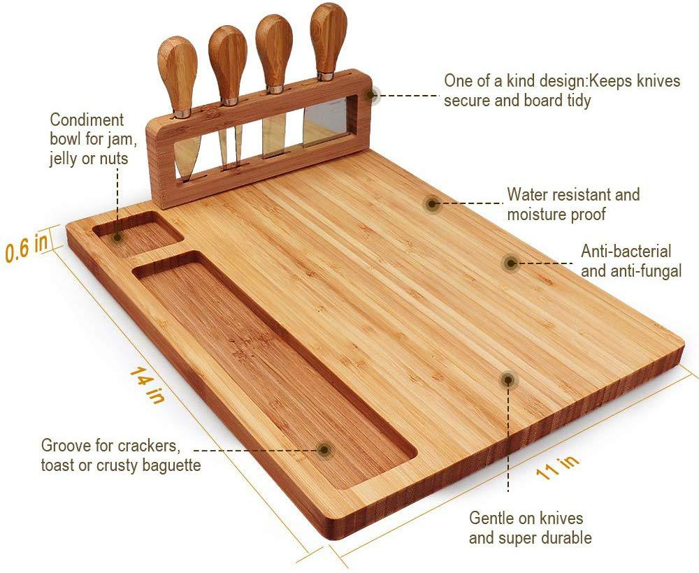 Bamboo Cheese Board with Tools Butter Knife Set