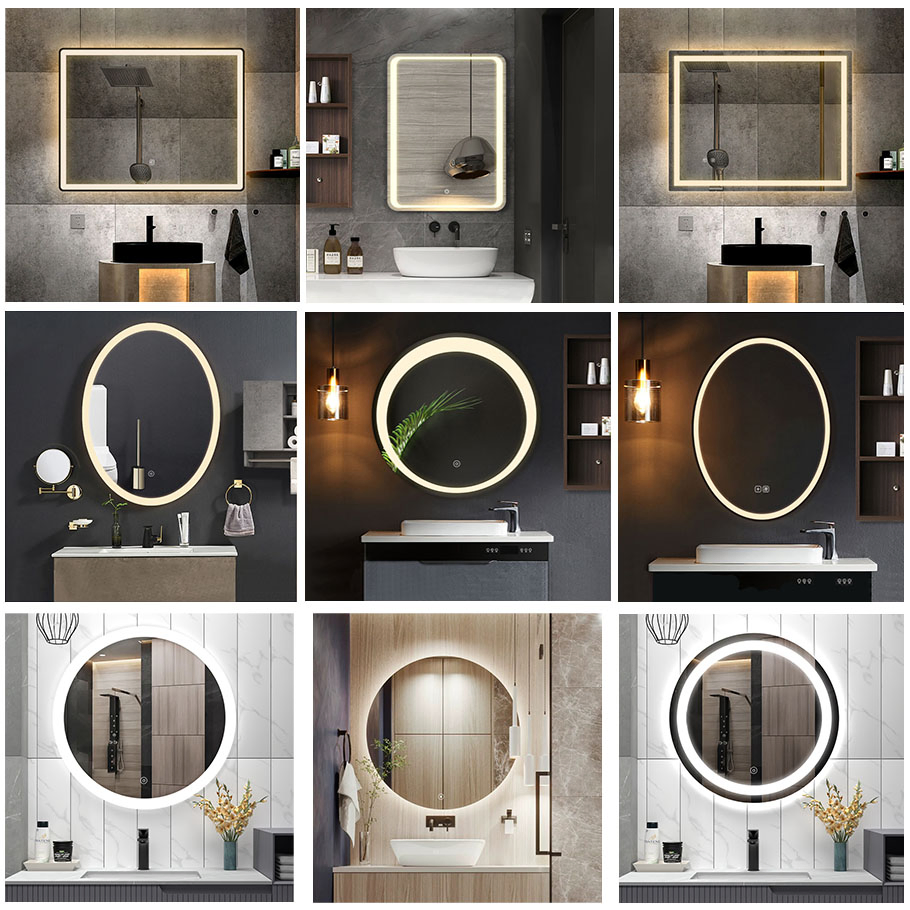 Овальное светодиодное зеркало с рамкой для макияжа