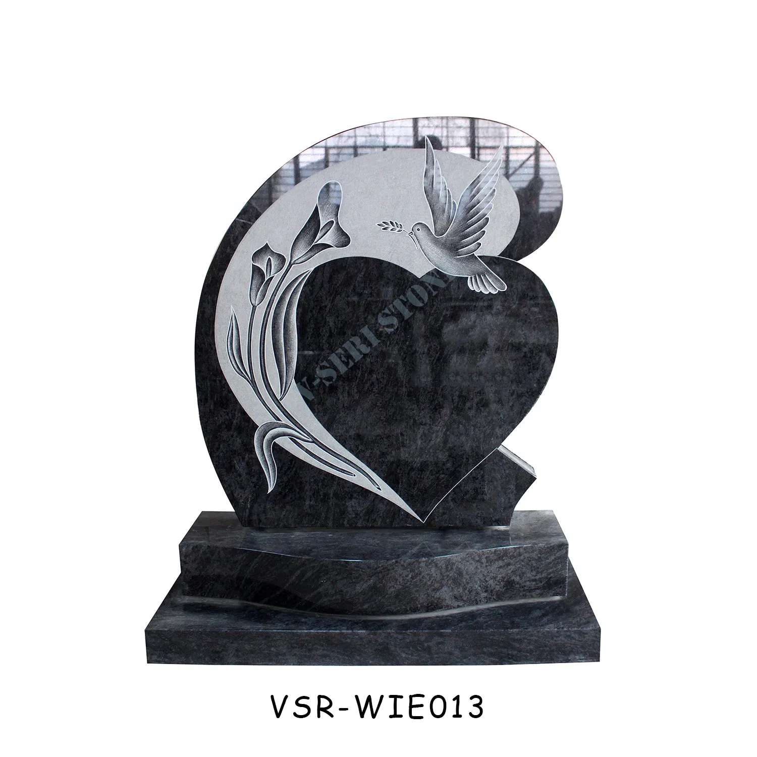 Hot Selling Black Granite Headstone Cemetery Wholesale Angel Heart Tombstone