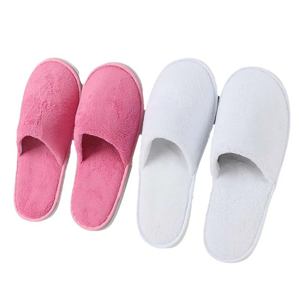Guaranteed Quality Fashionable One-Time Anti-Slip Washable Slippers in Black/White/Gray/Canary with Coral Velvet Fabric for Women and Man in Hotel/Bathroom/SPA