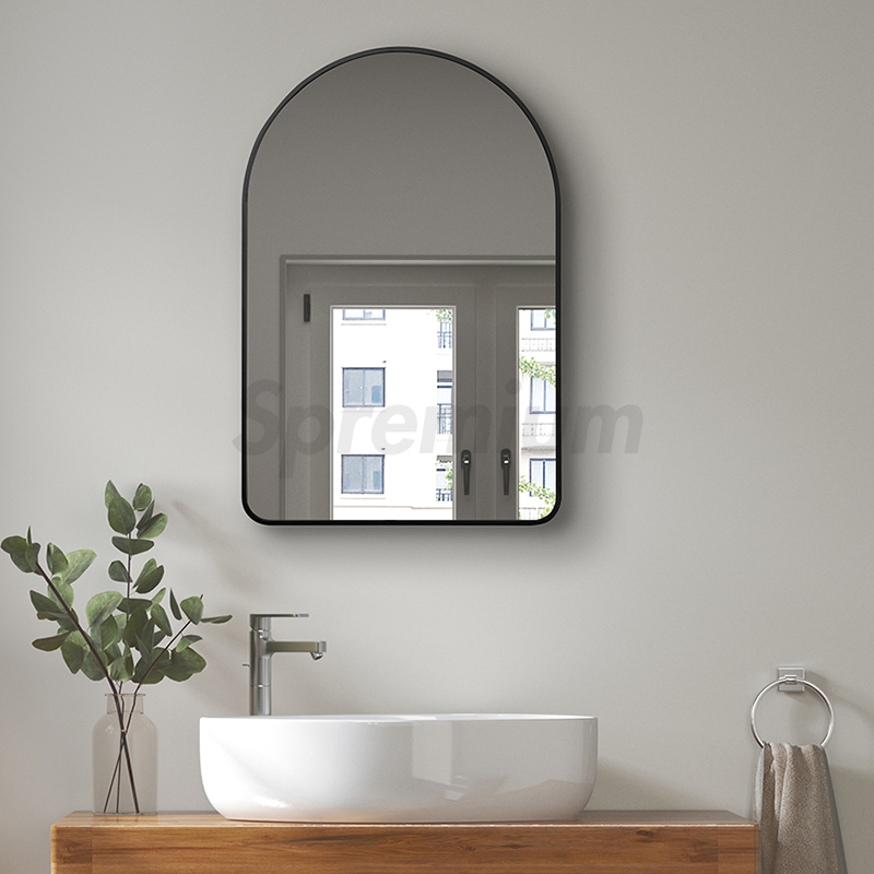 Black Ultra-Thin Decorative Wall Mirror, Arched Mirror, 600×900mm