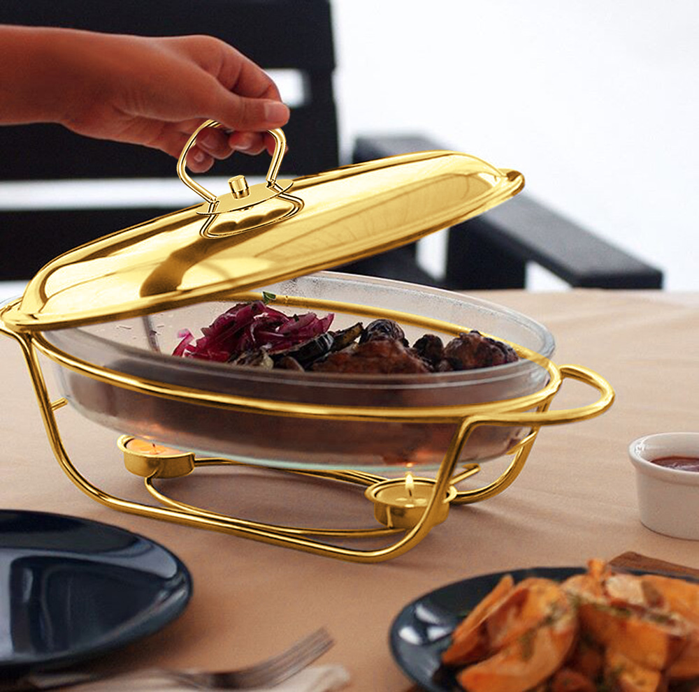 Buffet Chafing Dish Food Warmer Serving Chauffe Plat a Gratin Rectangle Dish