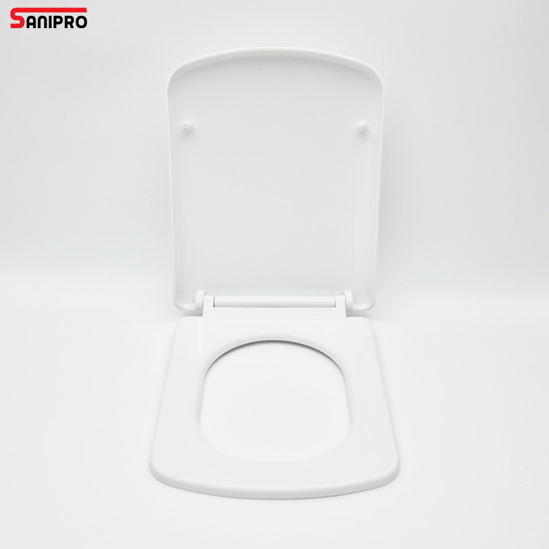 Sanipro Modern Design Double Button Silent Slow-Close Square Toilet Seat for Home Bathroom Use