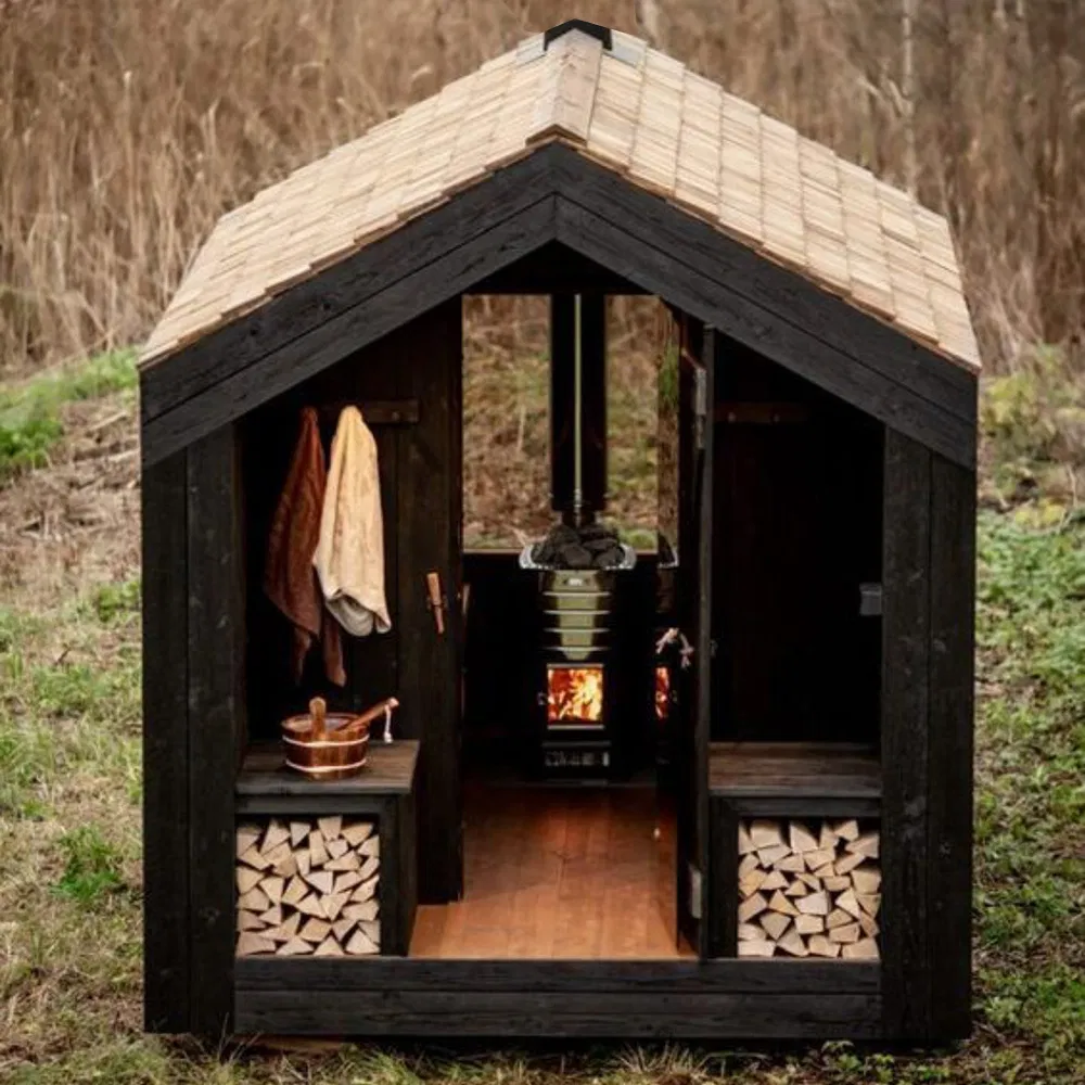 Уличная сауна Spire из массива дерева с печью и панелью управления