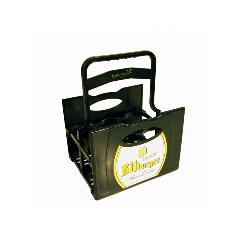 Advertising Foldable Plastic PP Beer Bottle Carrier with Stainless Steel Opener