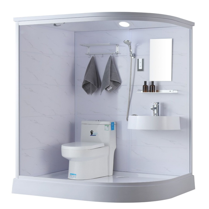 Prefab Bathroom All in One Bathroom Arc- Shaped Wood Grain