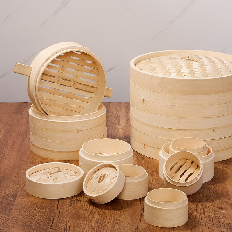 2022 China Factory Food Grade Reusable Round Natural Bamboo Steamer