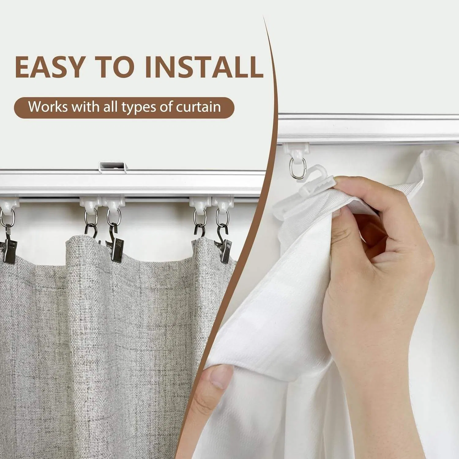 Made to Measure Curtain Rail, High Quality Tracks Blackout Curtain, Optional Curtain Rail Runner
