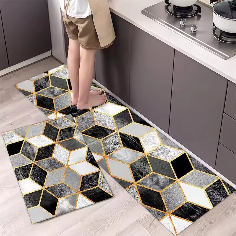 Manufactory Direct Supply Kitchen Rugs Customized Water Absorbent Non-Slip Crystal Carpets Kitchen Floor Mat