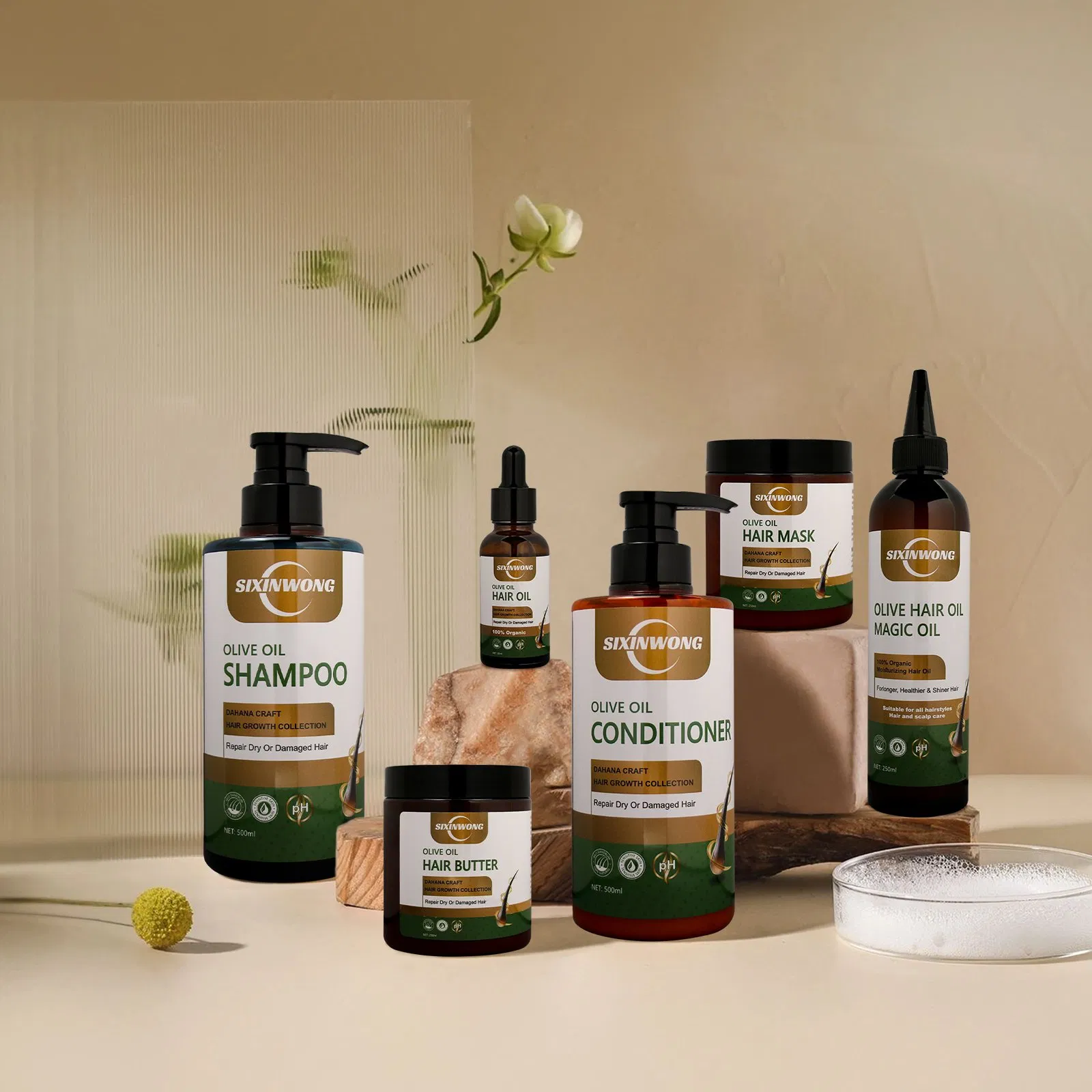 Beauty Cosmetics Care Anti Frizz Hydrating Care Conditione Olive Oil Shampoo Set