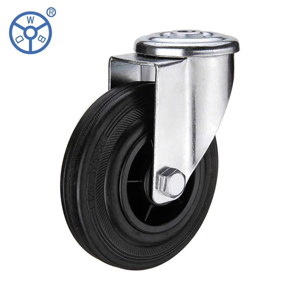 Wbd 100mm 125mm Swivel European Type Medium Duty Black Rubber Caster