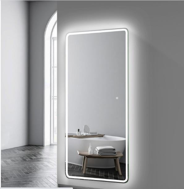 Full Length Wall Decor Backlit Lamp Hotel Room Vanity Bathroom Smart LED Dressing Floor Stand Mirror with Leg
