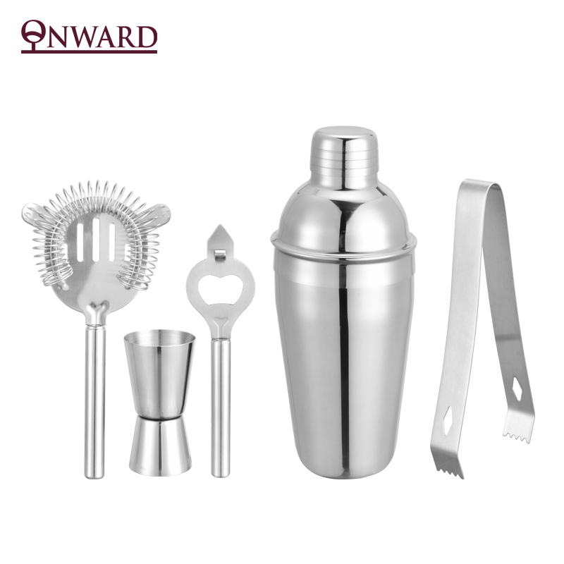 Premium 5-Piece Stainless Steel Cocktail Shaker Set for Mixology