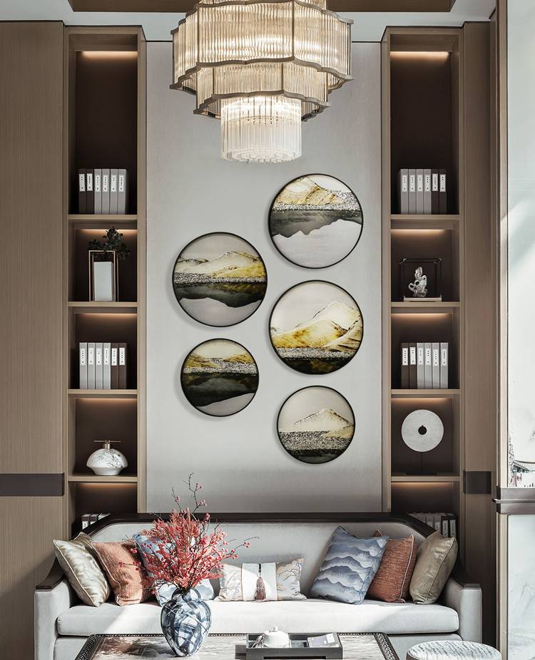 500mm Decorative Chinese Modern Circle Landscape Painting (MR-YB6-2051D)