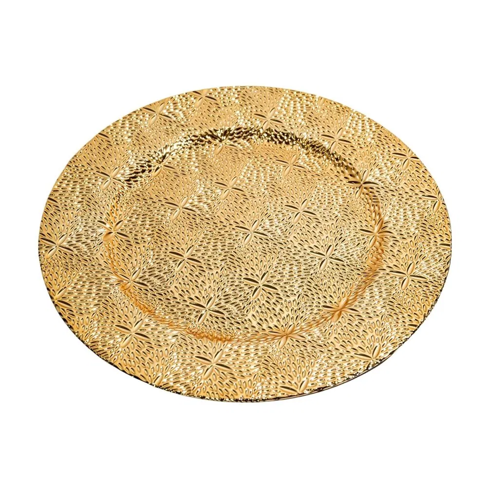 Classic Round Graininess Disposable Plastic PP Material Food-Grade Charger Plate for Hotel