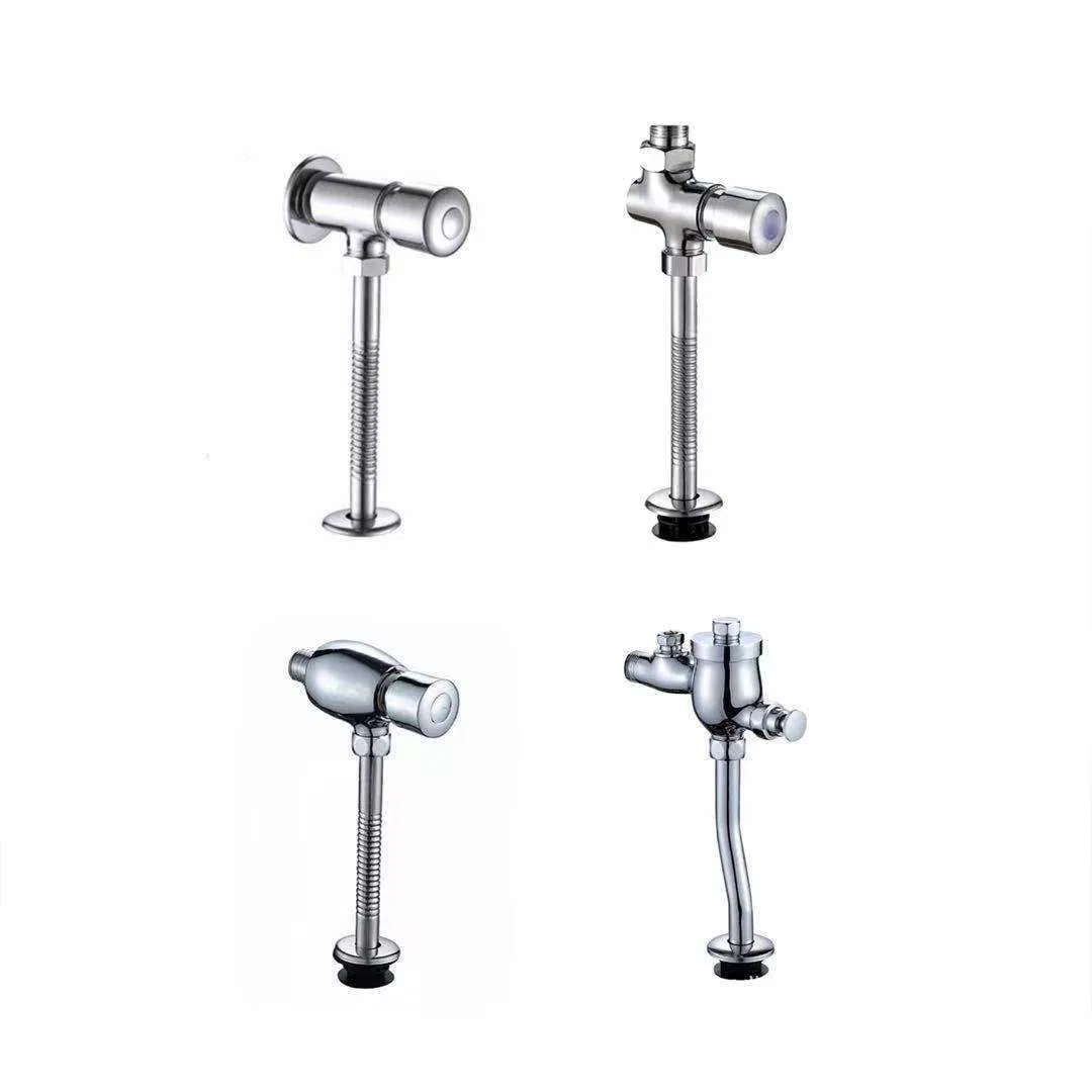 Chrome Plated Manual Flush Valve for Toilet Urinal with Flexible Hose