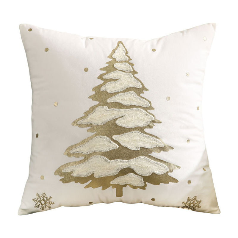 Christmas Decorative Gold Tree Deer Square Throw Pillow Case Cushion Cover
