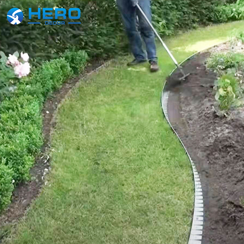 Size Bendable Grass Border Corrosion-Resistant Customized Aluminium Garden Flower Bed Landscape Edging Border Hero Metal Flower Bed No-Dig Edge Strip