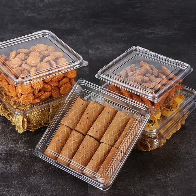 Custom Clear Pet Square Cake Box for Biscuits Dessert Cookies Packaging