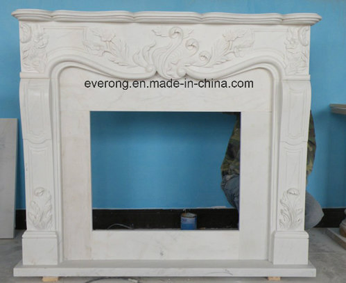 Cheap European Stone Carved Antique Sculpture Pure White/Beige Marble Fireplace