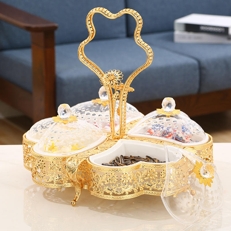 Gold Metal 3 or 4 Acrylic Dried Fruit Bowls