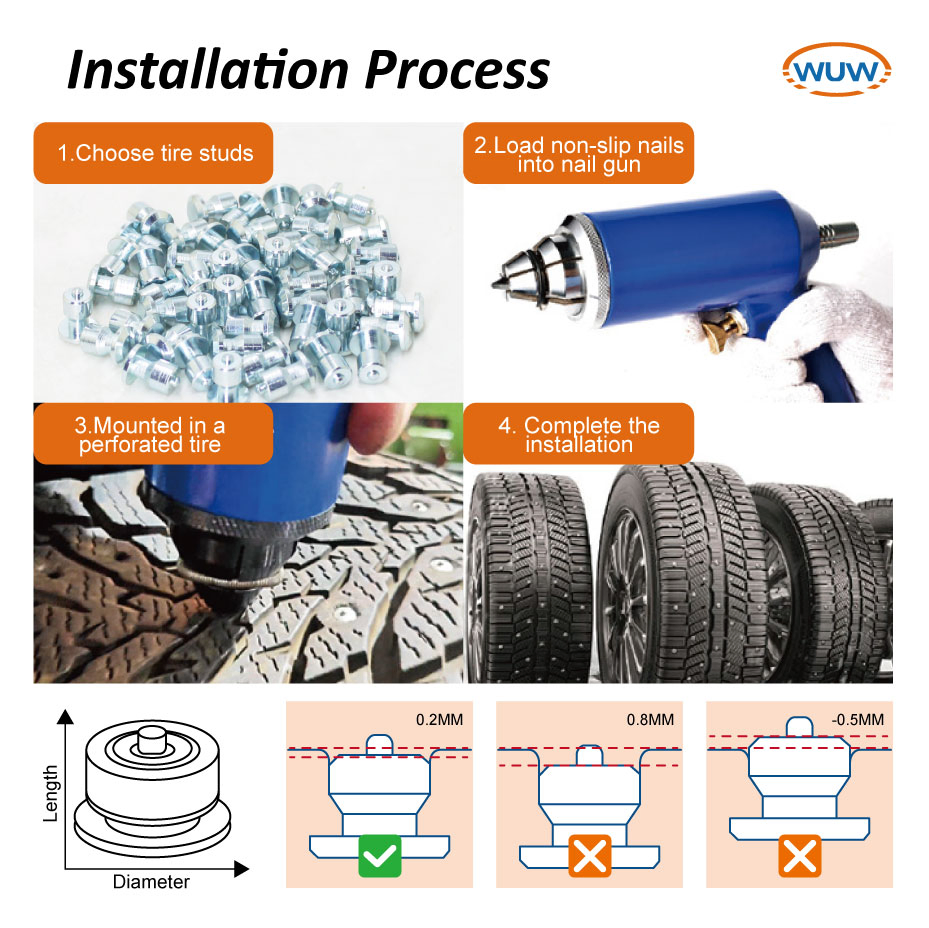 Non-Slip UTV ATV Car Studded Dirt Bike Tires Tire Spikes Anti-Slip Flat Studs for Fat Bike