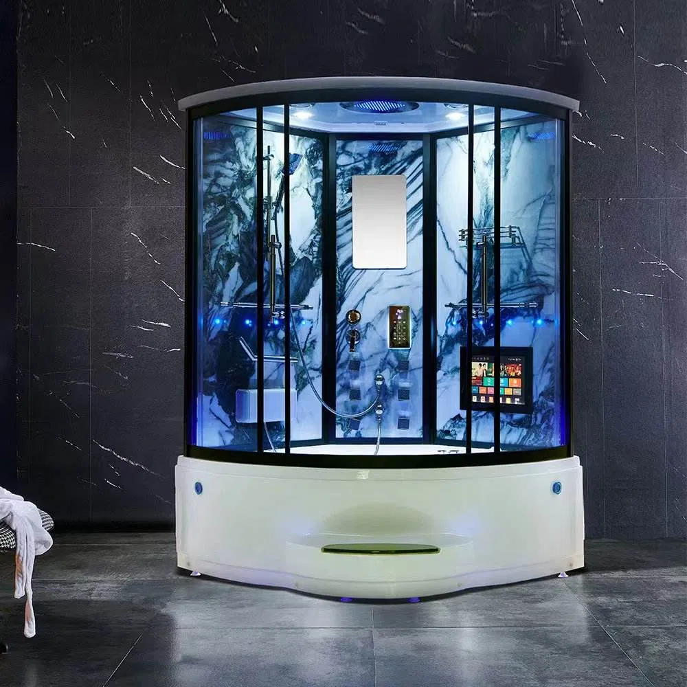 Acrylic Prefab Glass Shower Room Cabinet Enclosure Bathroom Simple Compact Bathtub Shower Combo with Foot Massage