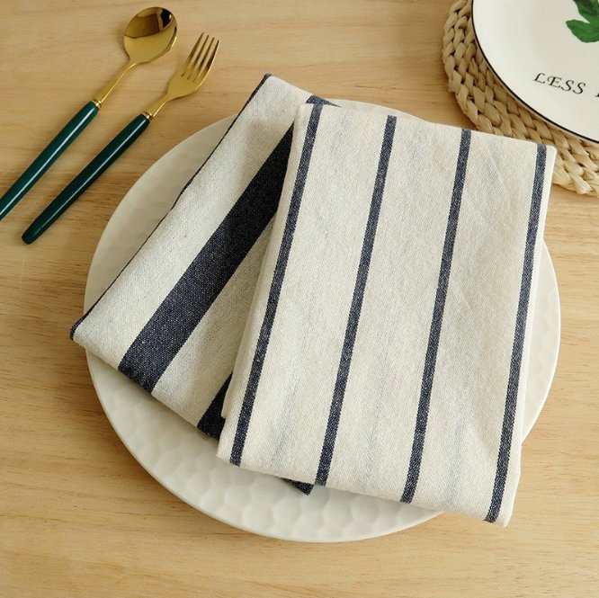 100% Cotton Blue Stripe Tea Towel Kitchen Small Cleaning Towels