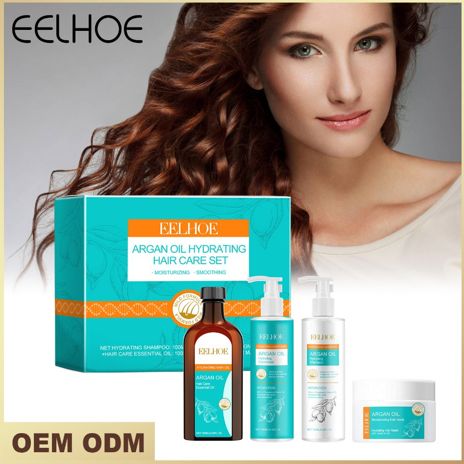Online Wholesale and Retail Smoothing Natural Hair Care Sets Smooth Dryness Oil Control Argan Oil Hair Care Set