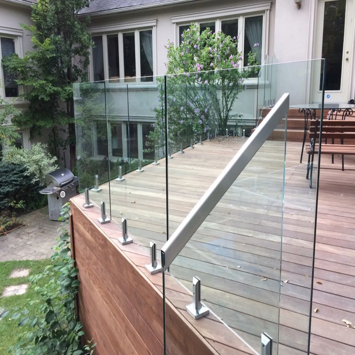 Simple Design for Iron Stairs Railing 316 Steel Outdoor Glass Railing