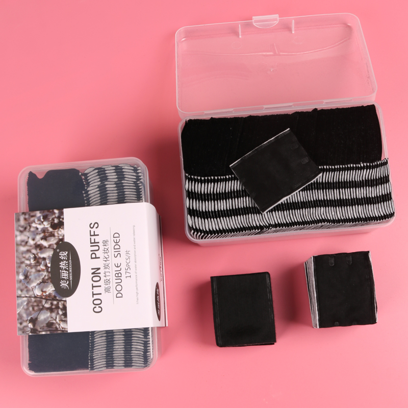Eco-Friendly Black Bamboo Charcoal Cotton Pads for Makeup Removal