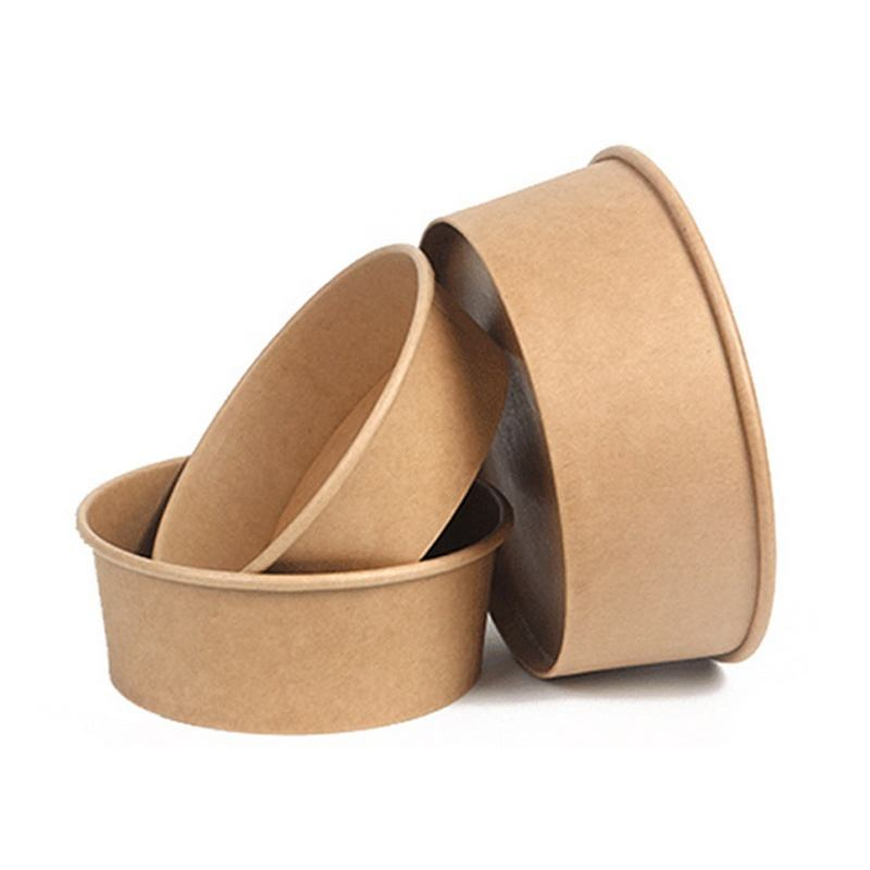 Factory Kraft Paper Bowl Soup Cup Disposable Paper Salad Bowl Take Away Craft Paper Bowls