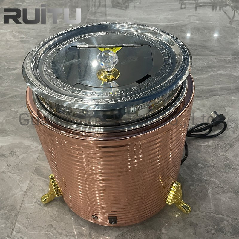 Restaurant Supplies Tableware Chaffing Dish Soupe Serveur Tureen Ladle White Stainless Steel Restaurant Station Black Fancy Buffet Soup Bowl Warmer