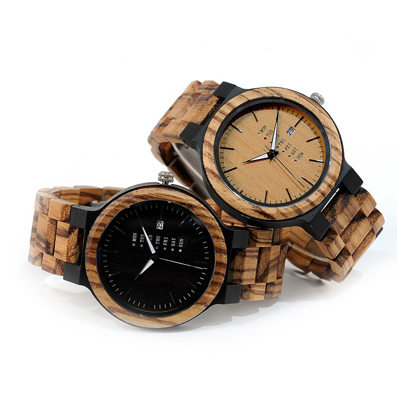 Custom Logo Mens Wooden Watch with Fashion Wood Quartz Wrist Watch