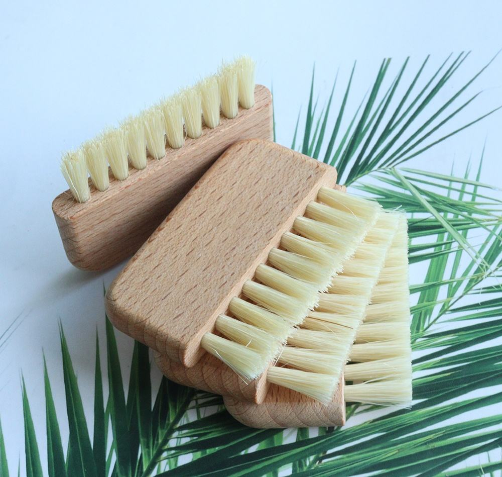 Natural Beewood Wooden Cleaning Nail Fingernail Brush Non-Slip Scrub Brush for Cleaning Hands, Feet and Cuticles