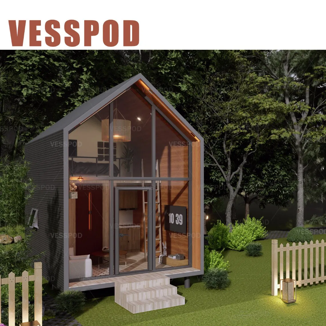 a Frame Low-Rise Villa Heat-Insulated Modular Home Prefab Tiny Triangle House for Apartment Prefab Cottage
