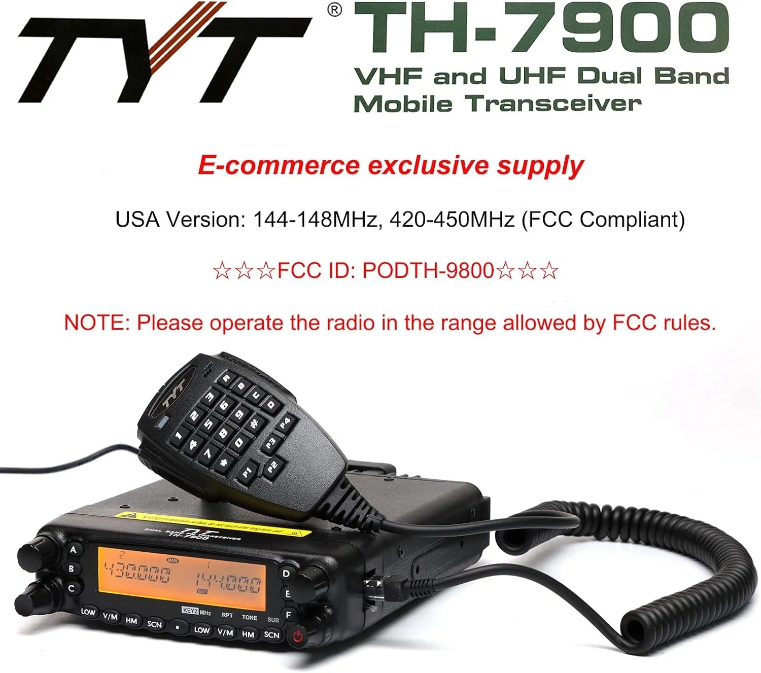 Мобильная радиостанция TYT TH-7900 50W, VHF/UHF