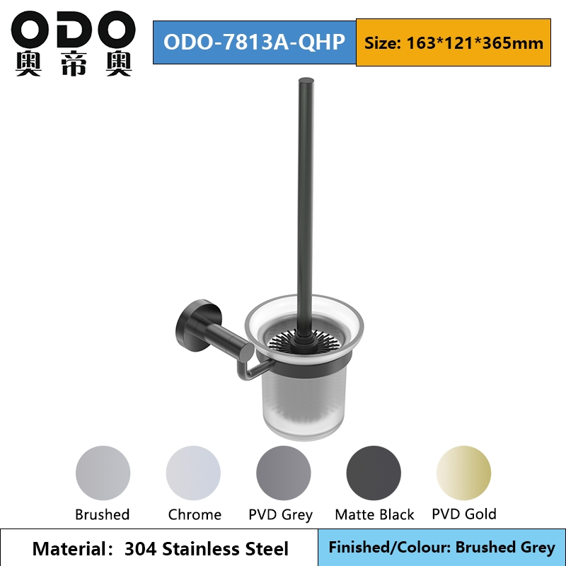 Современный ёршик для унитаза PVD серый со стальным держателем