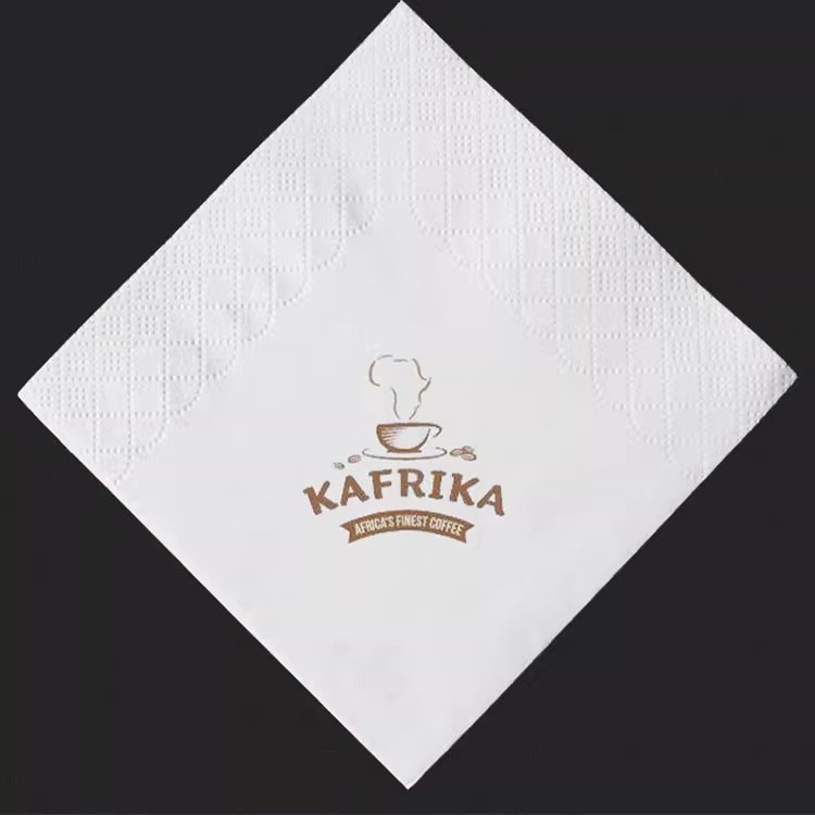 Custom Printed Restaurants Cocktail Dinner Napkin with blue Logo 2 Ply/3 Ply Disposable Beverage Bar Hotels Square Tissue Paper Napkins