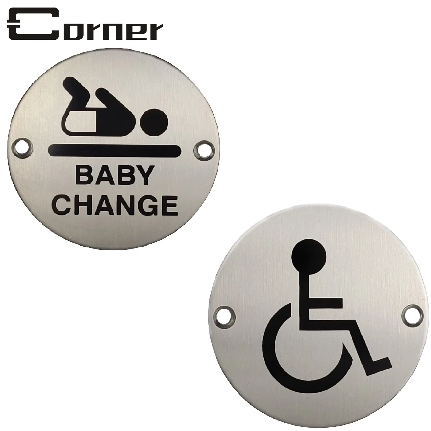 Custom Size Engraved Silk-Print Stainless Steel 201 Baby Change Symbol Sign 76X1.2mm