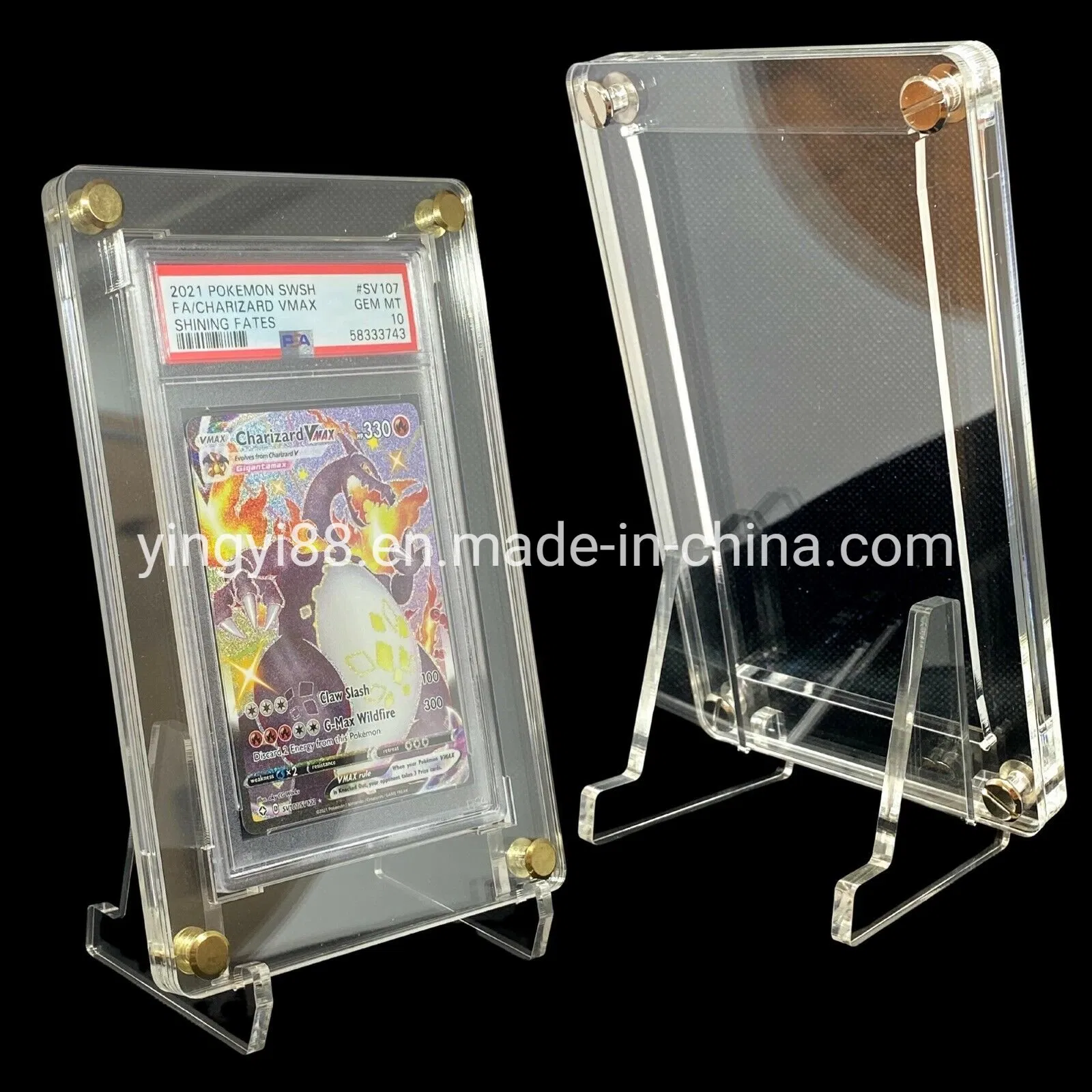 Custom Clear Anti-UV Acrylic Pokemon Psa Graded Card Stand Holder with Base