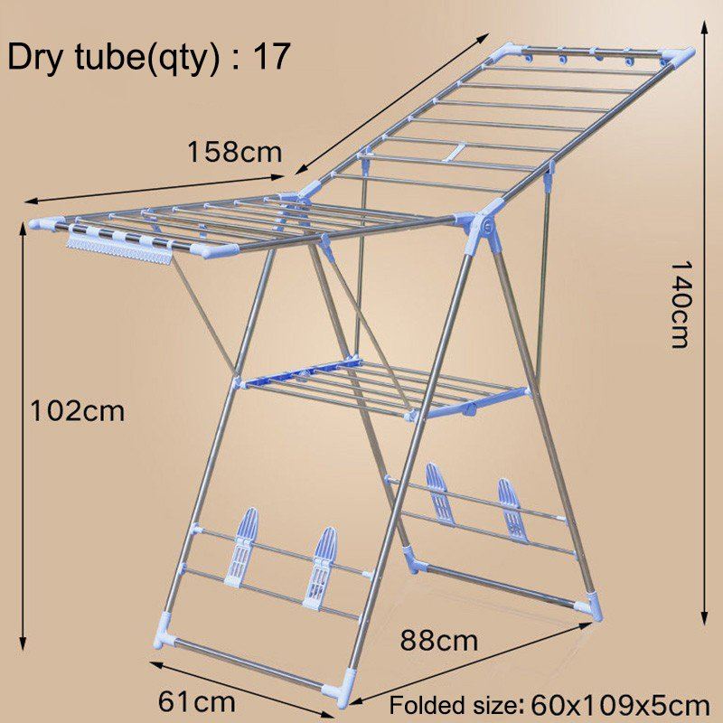 Standing X-Shape Foldable Clothes Hanging Drying Rack