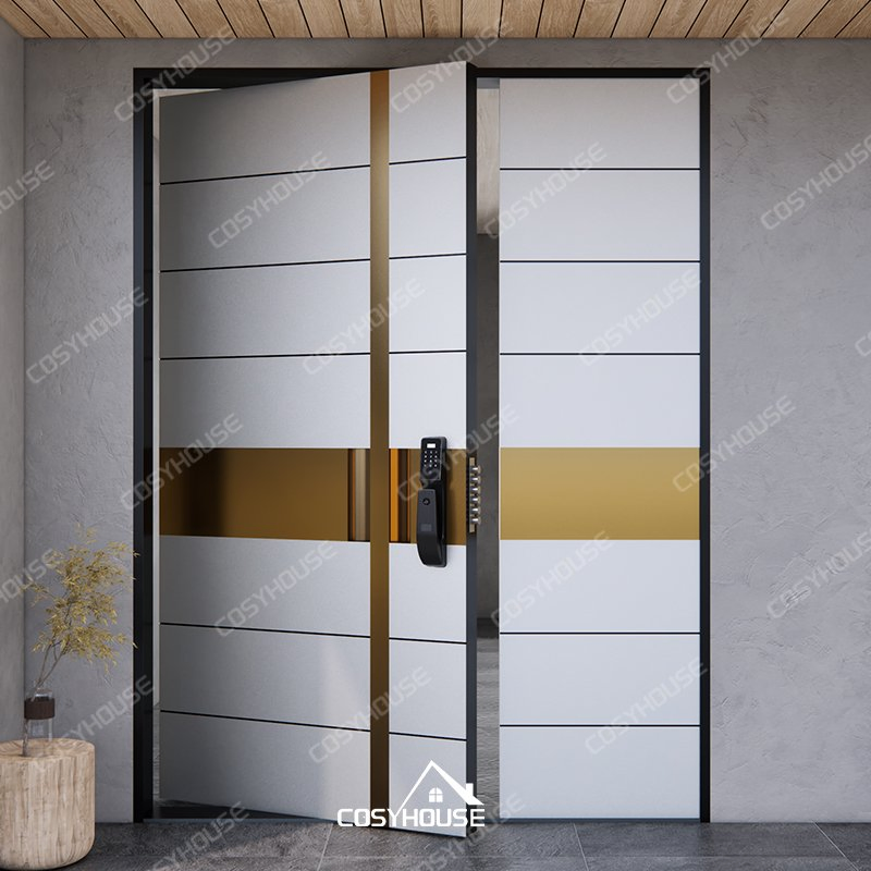Durable Cast Aluminum and Wood Exterior Door with Insulated Core for Energy Efficiency