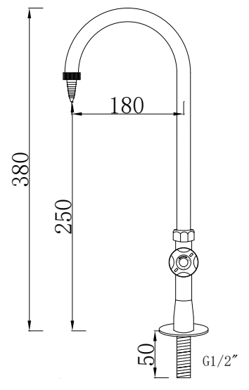 Тройной лабораторный кран с гибким изливом