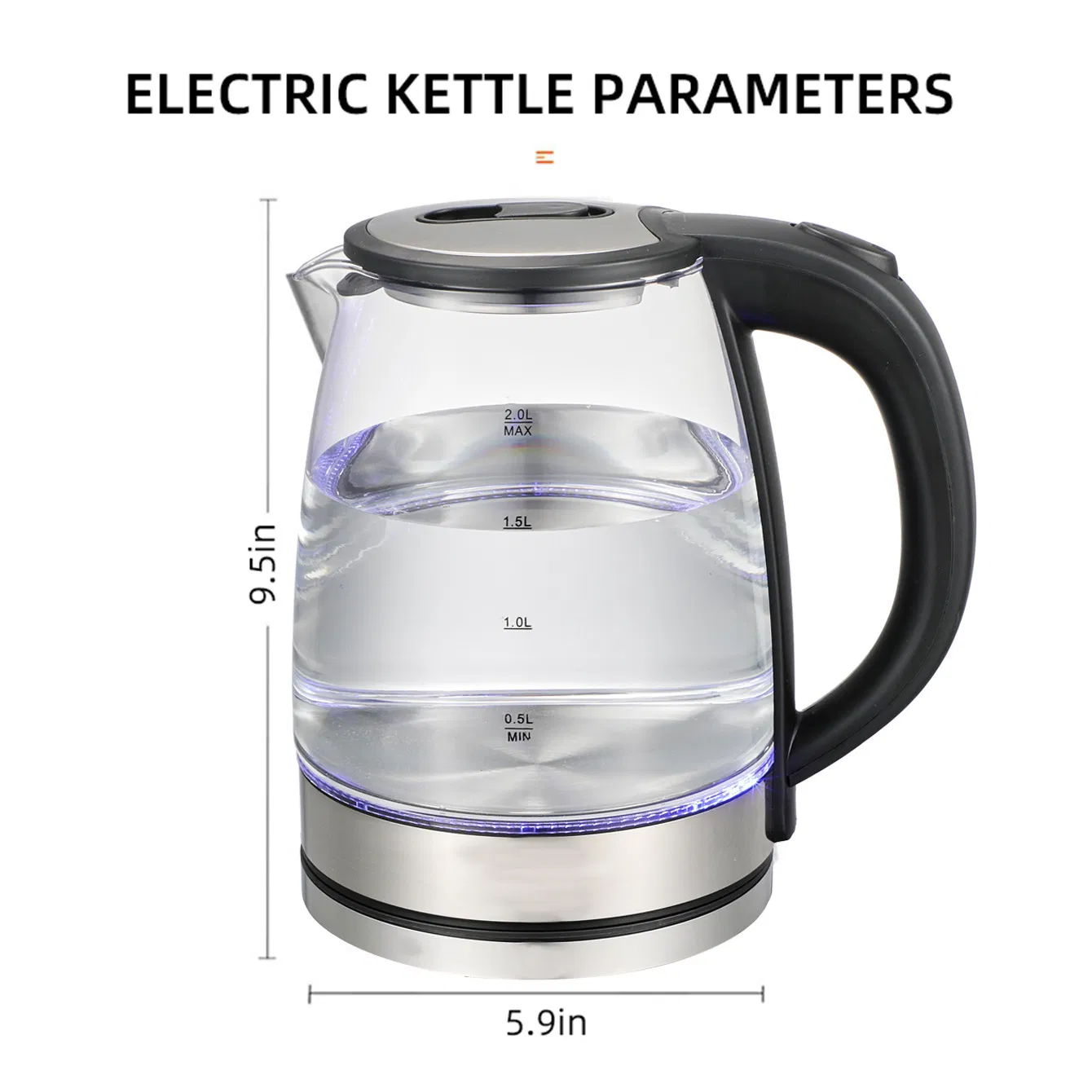 Square Smart Electric Kettle 1.7 Liters 2200W Metal China Wholesale Tuya Square Electric Kettle with Temperature Control